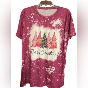 Pink and White Christmas Graphic Tee